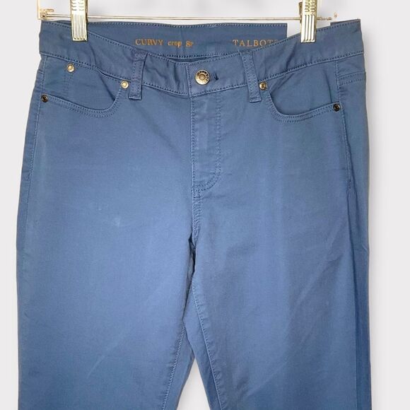 NWT Talbots‎ Petite 8 P Denim Blue Cotton Blend CURVY CropLeg Jeans - Picture 6 of 9